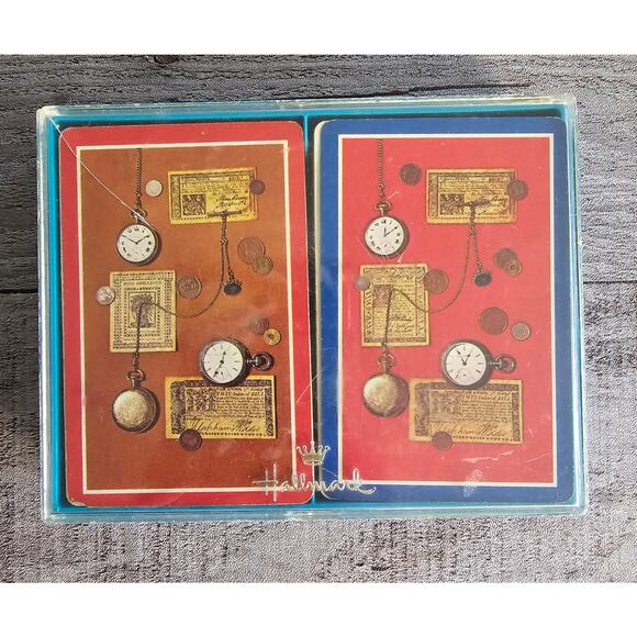 Vintage Western Publishing 2 Deck Playing CARDS Pockets Watch Red Blue Gift - Picture 1 of 7